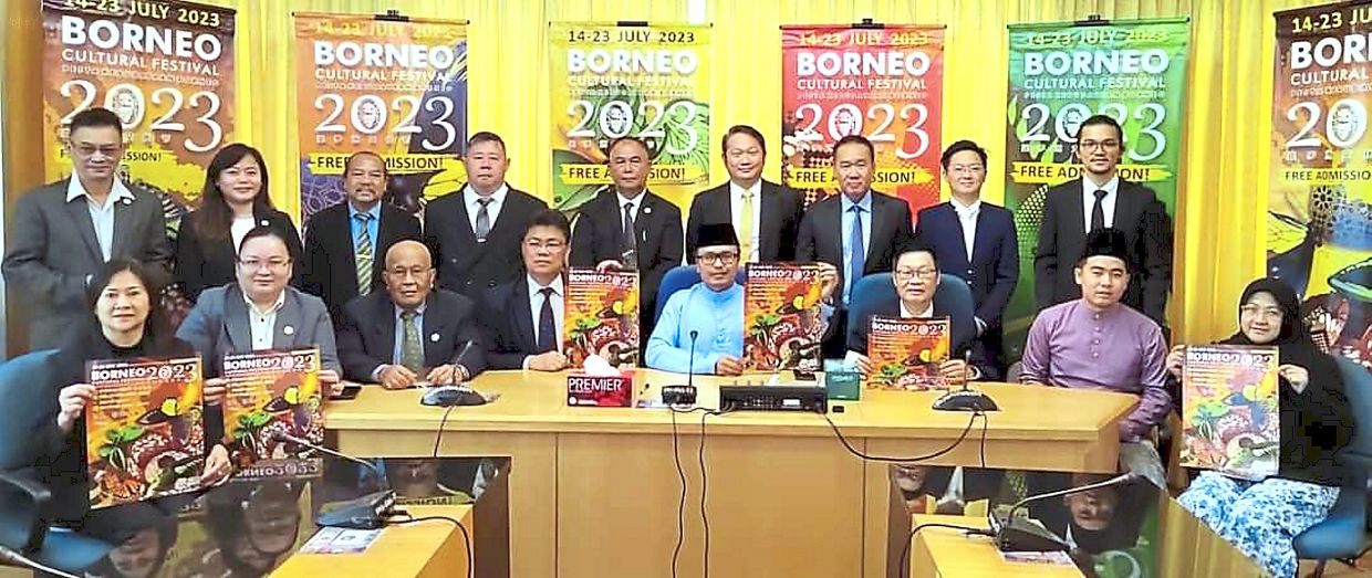 Mohammed Abdullah (seated, in blue) with the organising committee to announce details of BCF 2023.