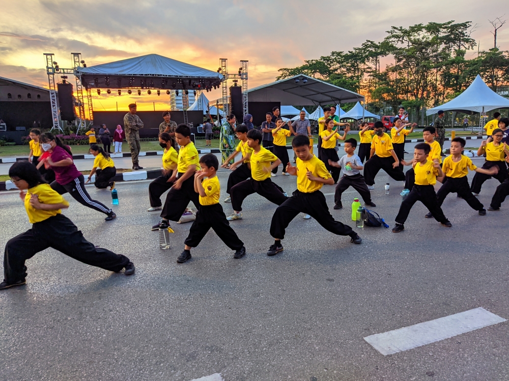 A martial art demonstration during the Sibu Street Parade rehearsal tonight. – Photo by Peter Boon