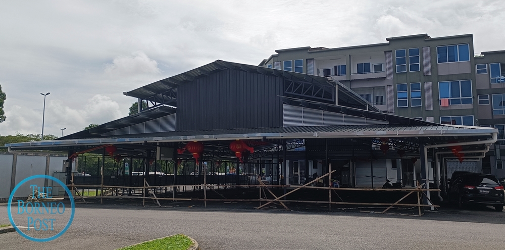 The newly completed temporary market at Jalan Chew Siik Hiong to house Tiong Hua Road market hawkers – Photo by Peter Boon