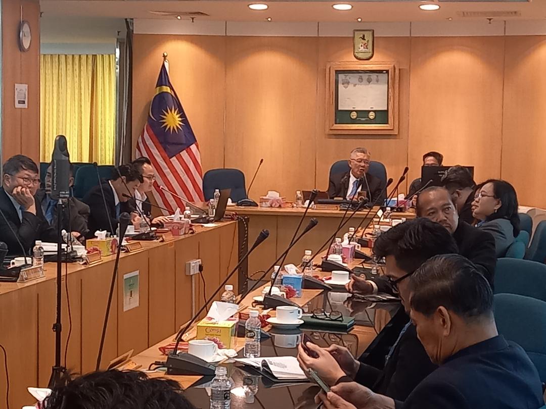 Ting (centre) chairs the full council meeting.